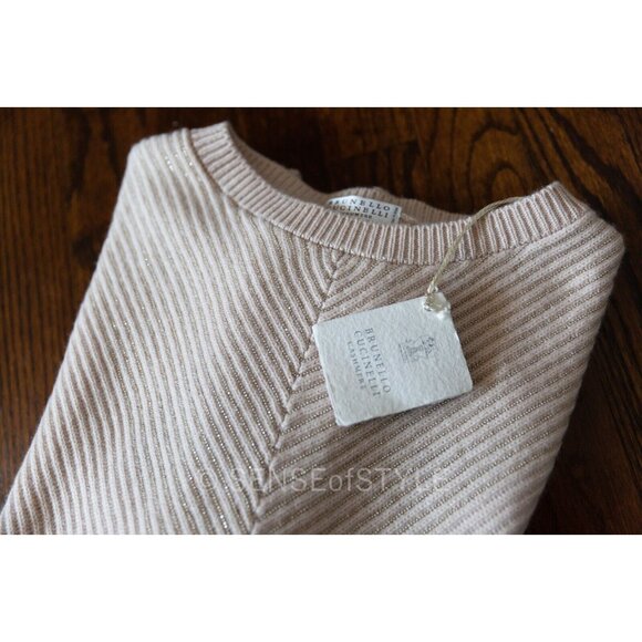 Brunello Cucinelli Women's Cashmere Sweater Monili  Trim Pink Pullover Size S - Picture 7 of 7